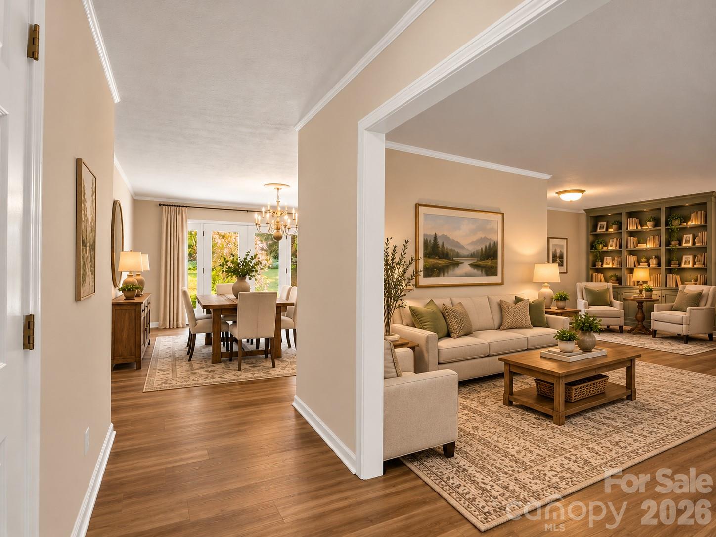 Living room / Dining room AI Generated Staging Photo - 2630 Seminole Drive, Hendersonville