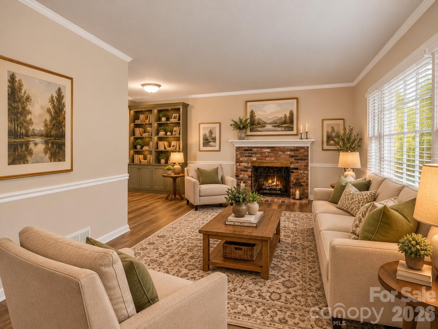 Living room AI Generated Staging photo - 2630 Seminole Drive, Hendersonville