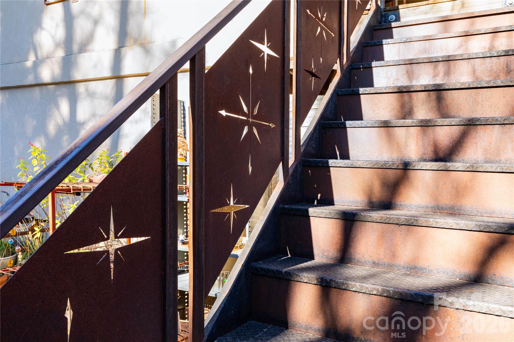 Custom stairs to the second floor - 297 Hillside Street, Asheville