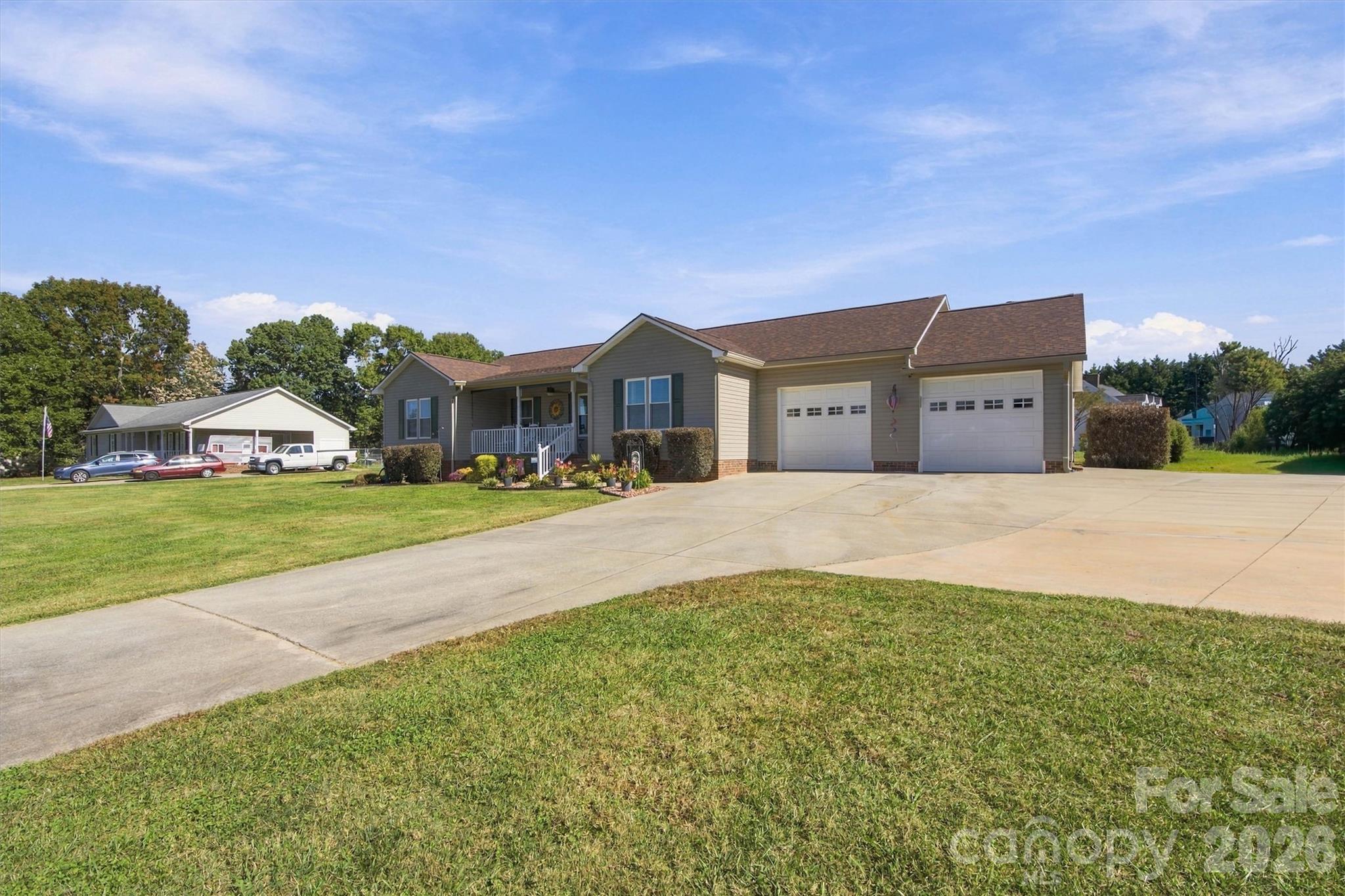 Front right of home. Detached garage in rear. - 643 Shoal Road, Lincolnton