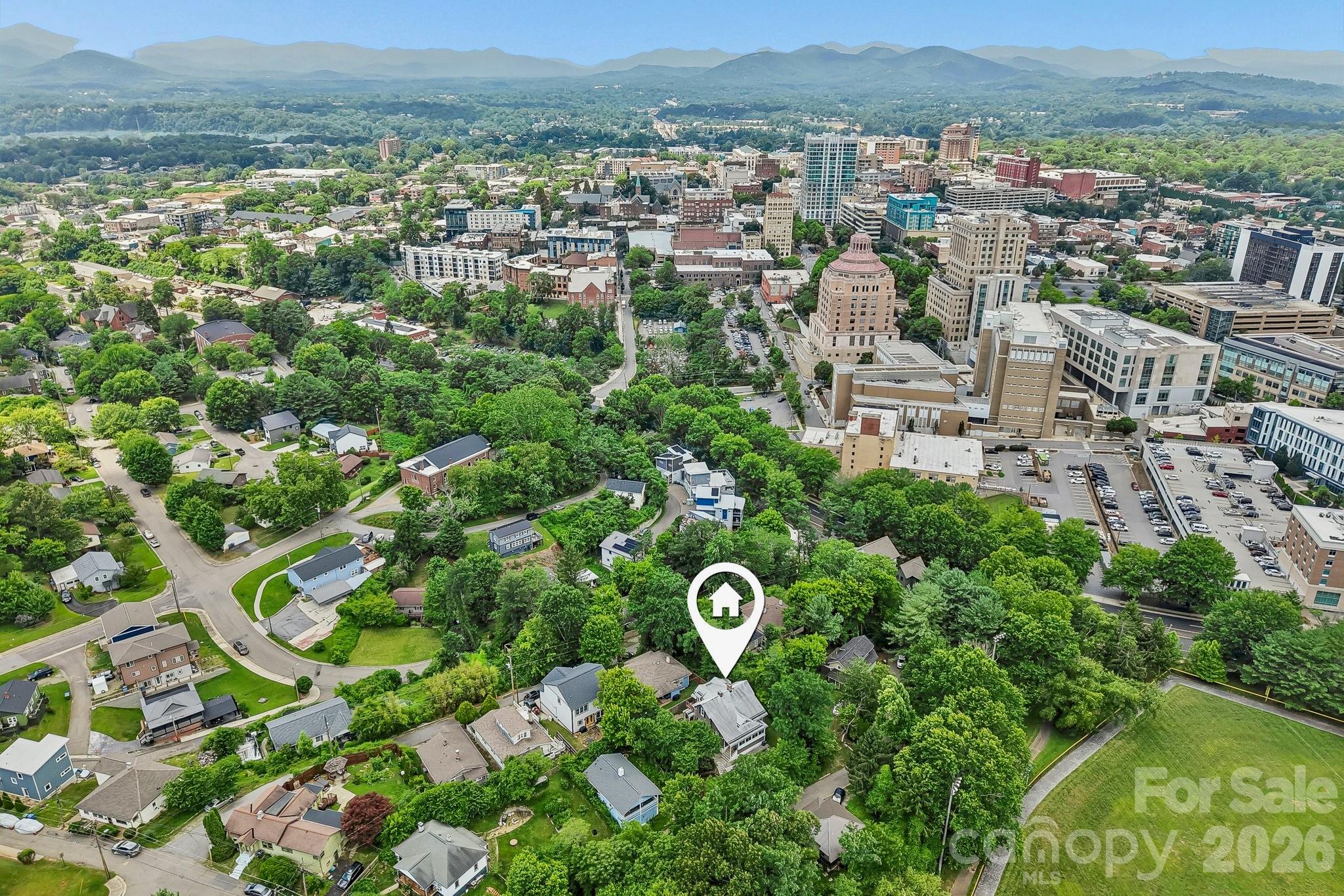 Aerial view showing downtown - 23 Tuskeegee Street, Asheville