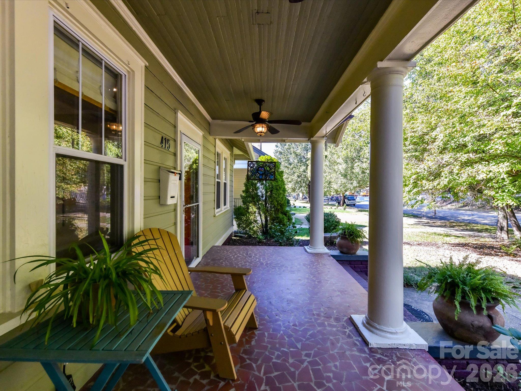 Covered front porch - 415 West Boulevard, Charlotte