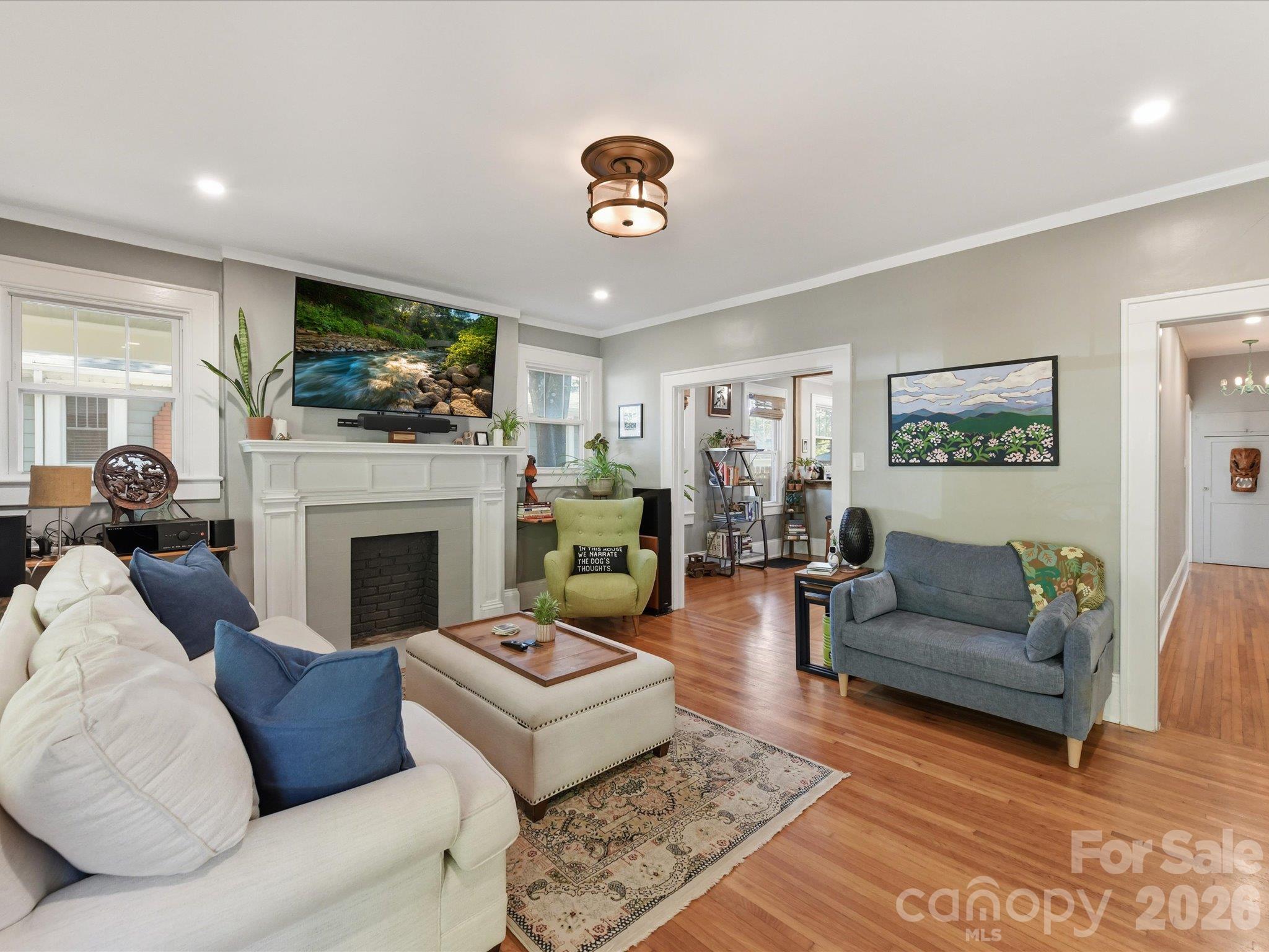 Built in shelves surrounding the fireplace - 415 West Boulevard, Charlotte