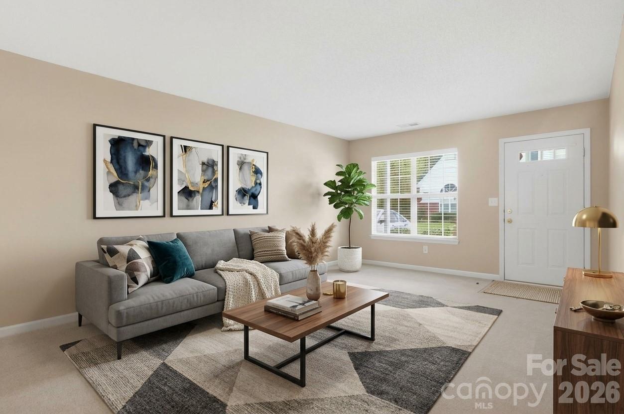 Virtually Staged Living Room - 2034 University Heights Lane, Charlotte
