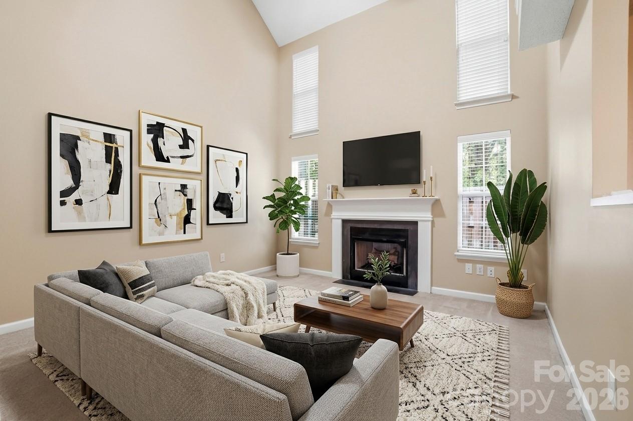 Virtually Staged Family Room - 2034 University Heights Lane, Charlotte