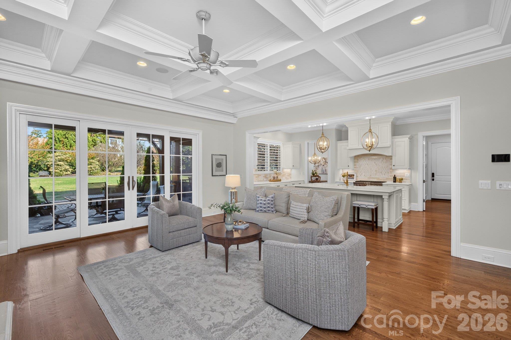 Family room overlooks large private backyard - 7805 Clovervale Drive, Waxhaw