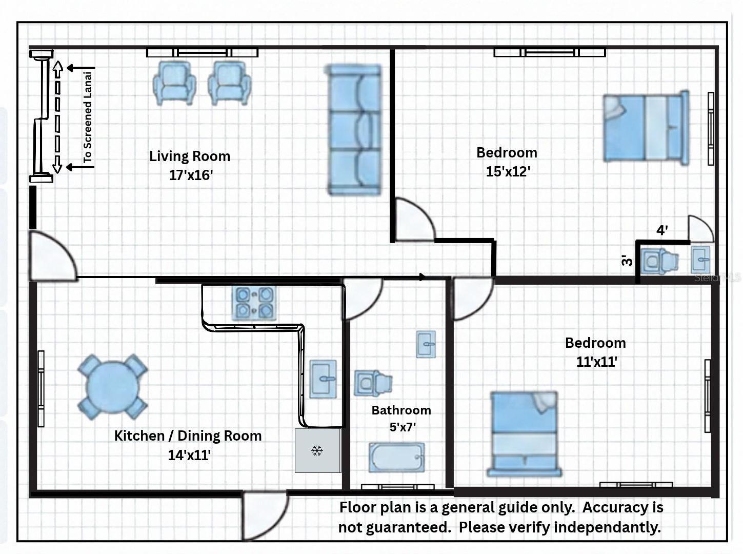 Floor plan is for representation purposes only. Dimensions and layout are approximate - 4902 31ST AVE S #101, GULFPORT