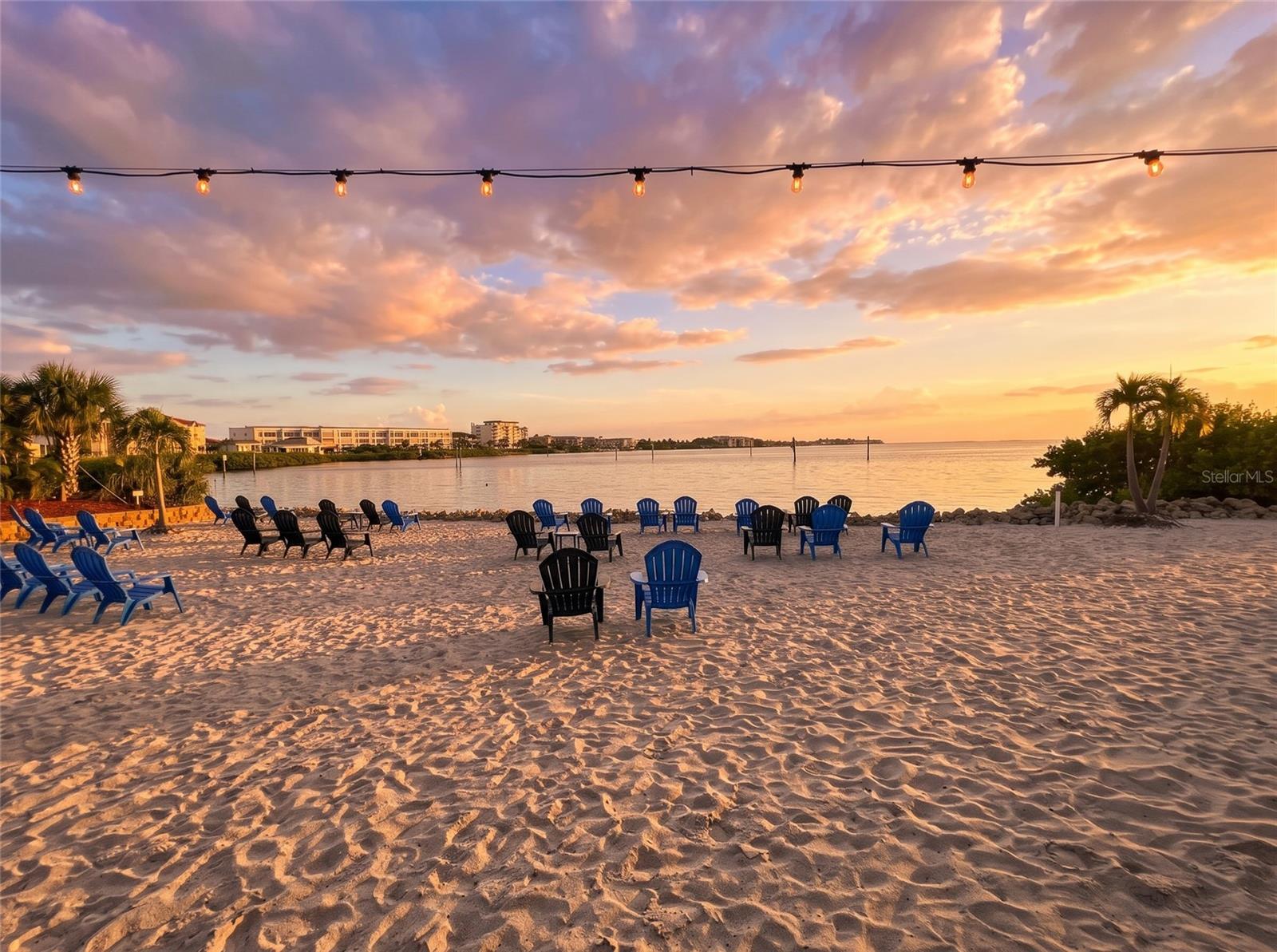 Fisherman's Village Sunset Beach Club area on Charlotte Harbor in Punta Gorda at sunset. - 1423 MEDITERRANEAN DR #B, PUNTA GORDA