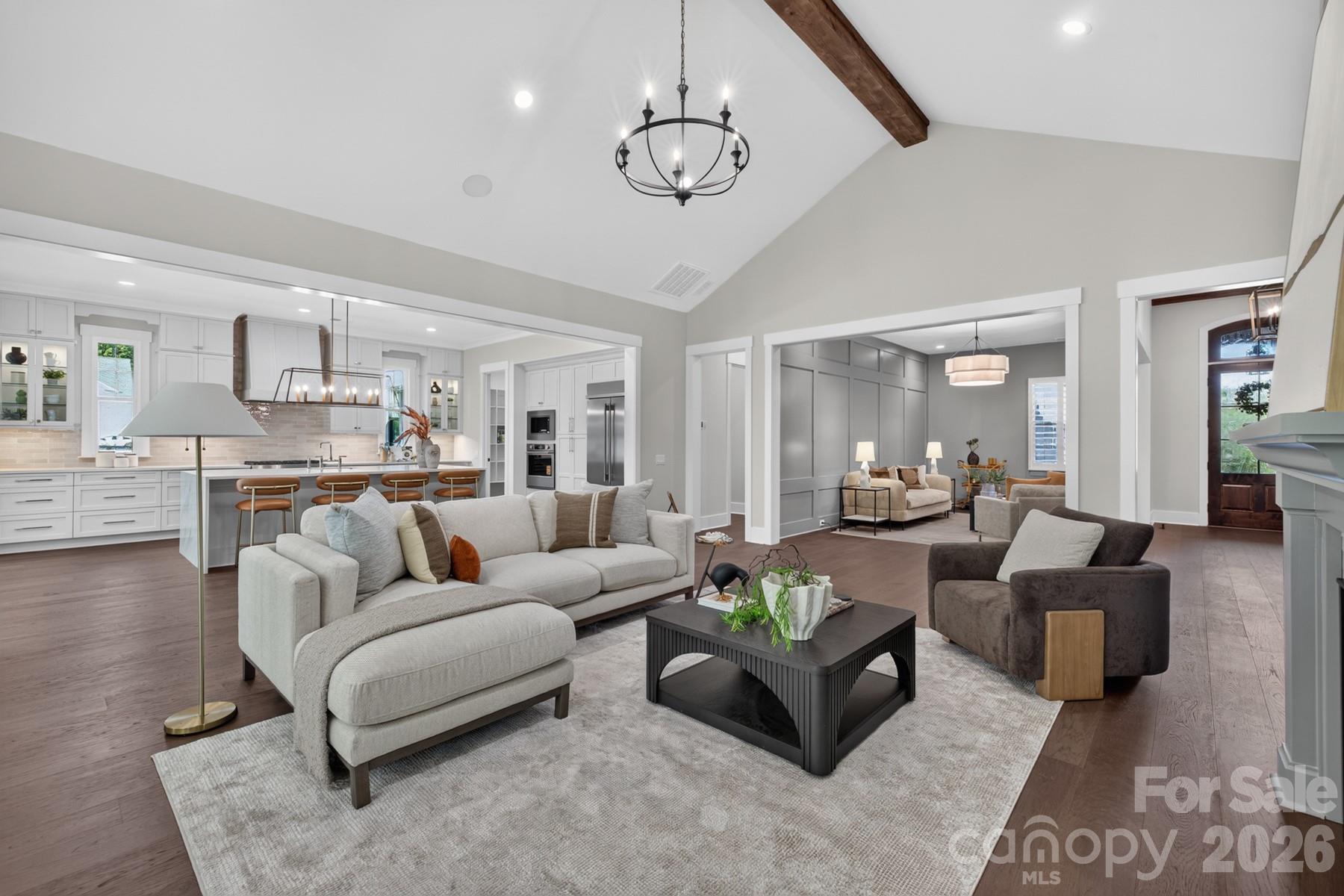 Open floorplan concept into the kitchen, salon and outside terrace - 128 Willow View Loop, Davidson
