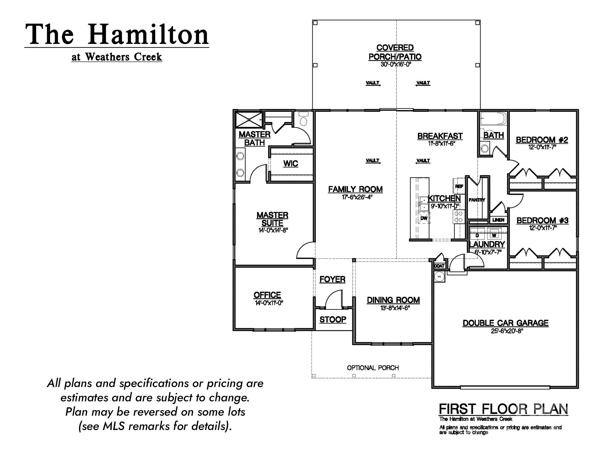Hamilton floor plan (will be reversed to garage left on this particular lot) - 142 Windstone Crossing Trail, Troutman