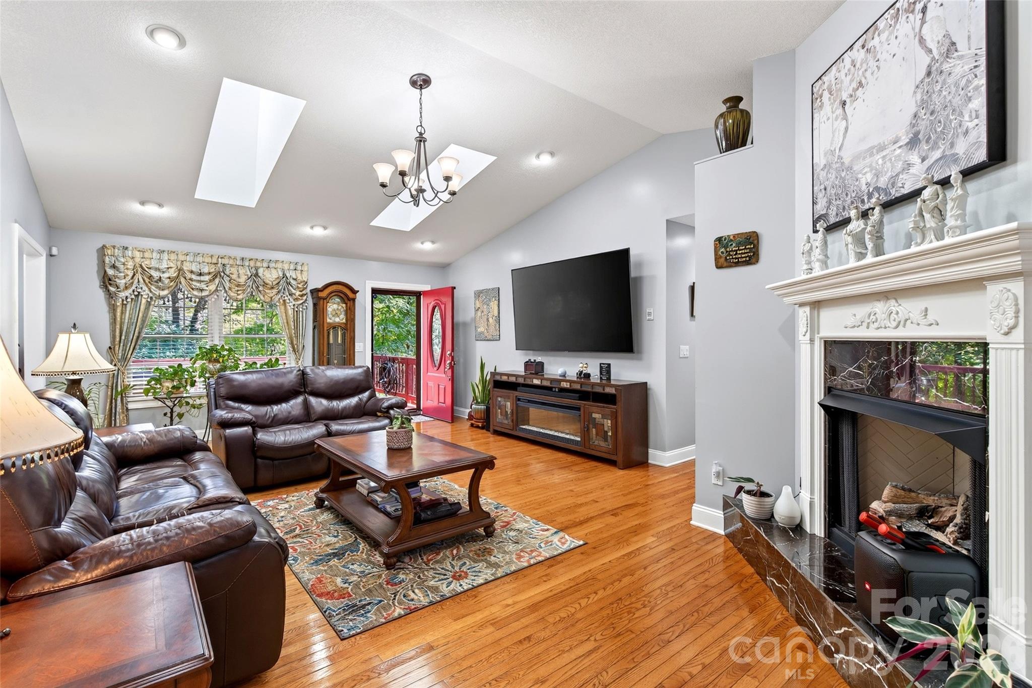 Living area with gas Fireplace - 337 & 345 Avery Creek Road, Arden