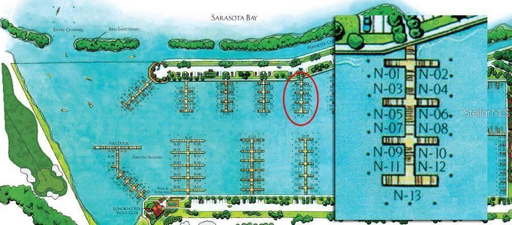 Slip N-09, 45 x 20 in the north side of the pier - 2600 HARBOURSIDE DR #N-09, LONGBOAT KEY