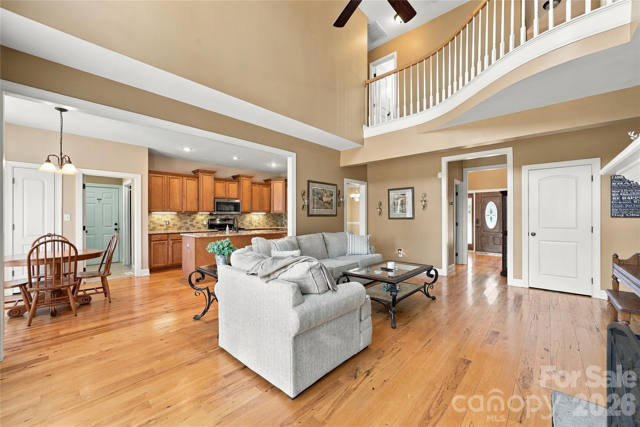 Curved Railing Above Great Room - 132 Monarch Lane, Mooresville