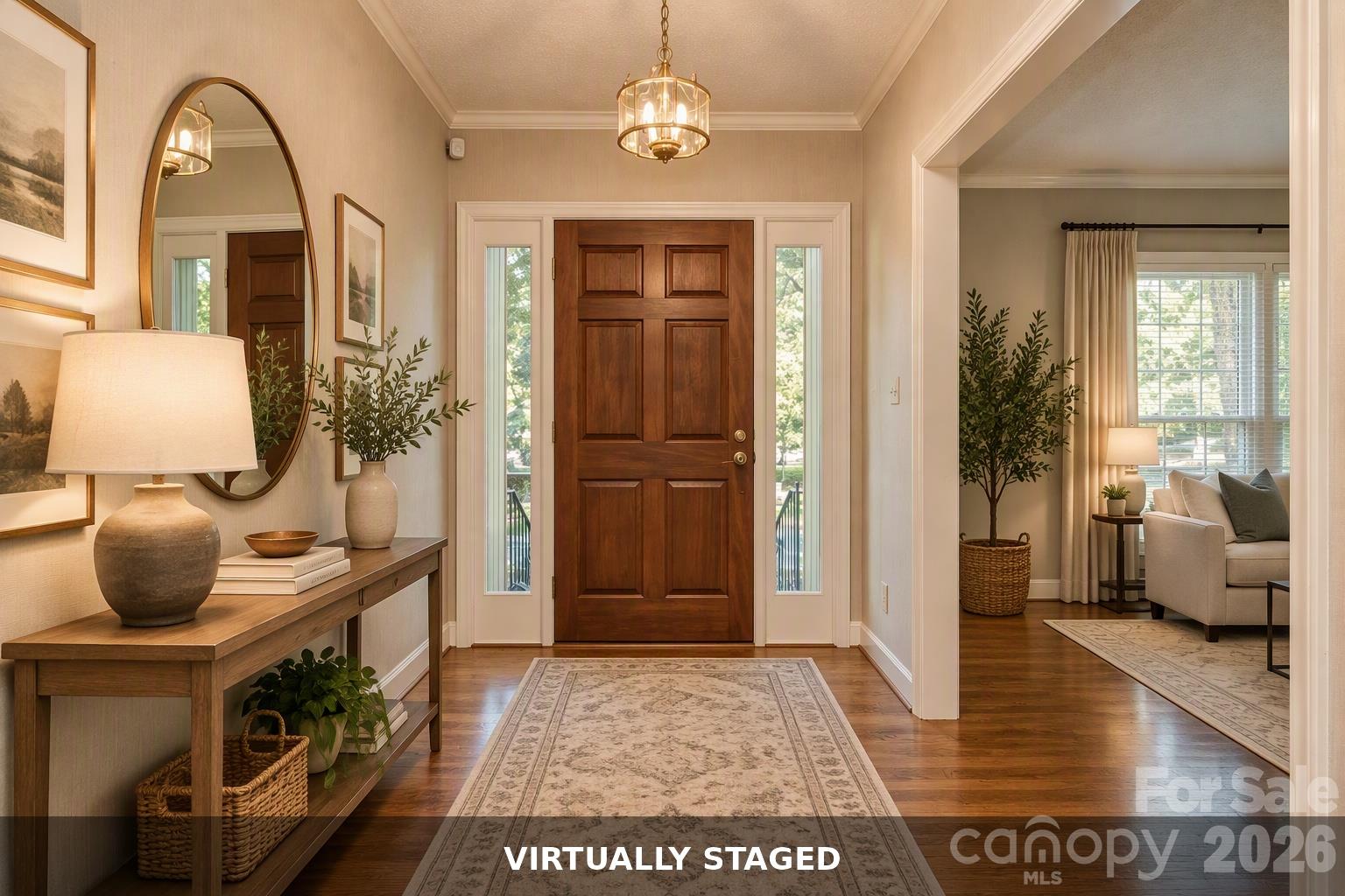 Virtually Staged Foyer - 7301 Lee Rea Road, Charlotte