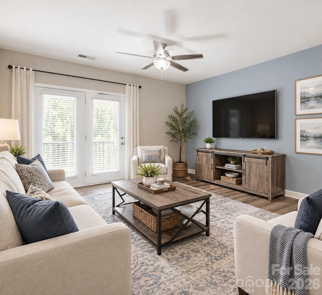 Bright Open Living Room (Virtually staged) - 9934 Hyde Glen Court, Charlotte