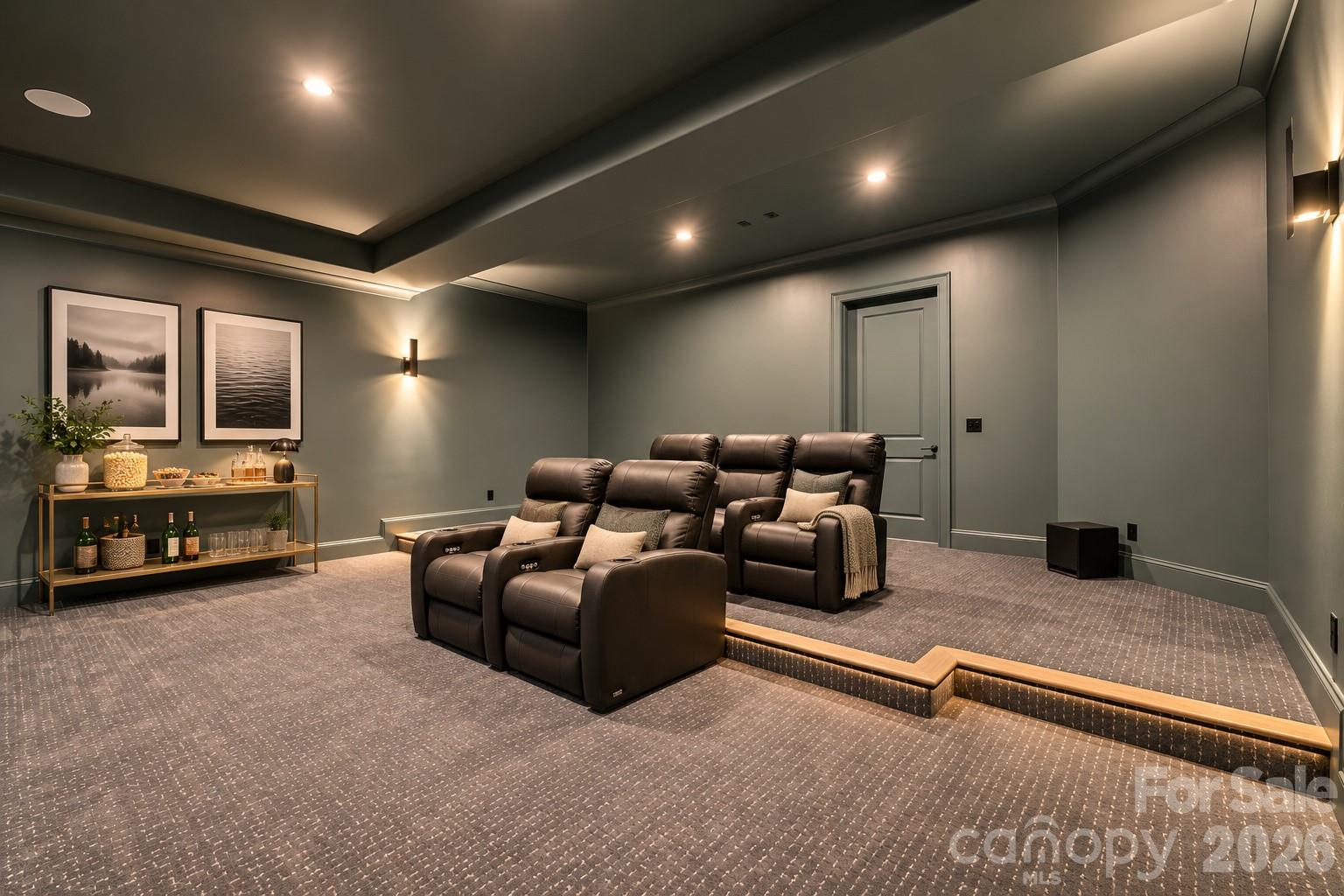 Virtually staged media room to show snack area and stadium seating. - 2494 Primm Road, Denver