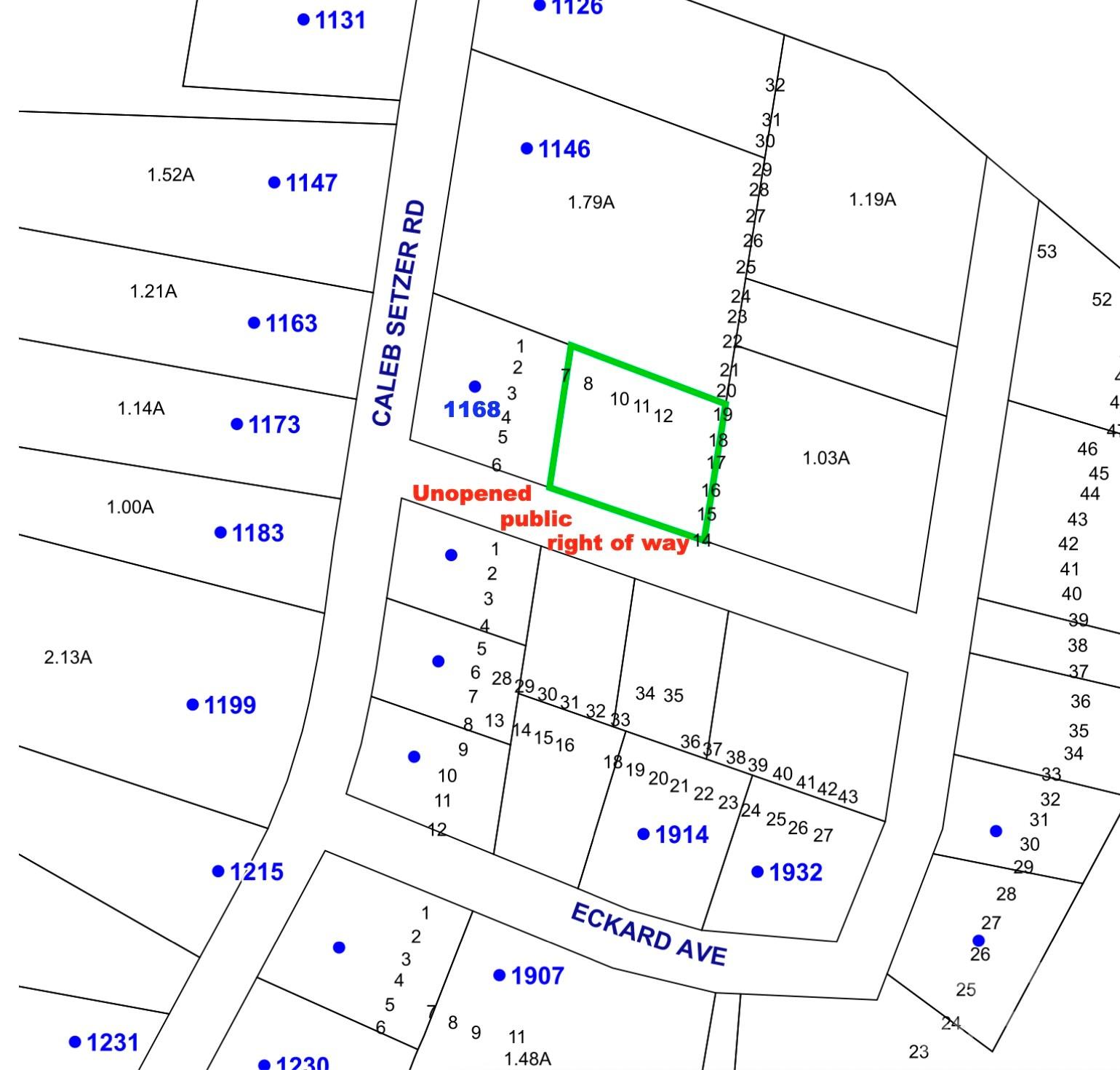The lot is highlighted in green. - 0 Caleb Setzer Road, Newton