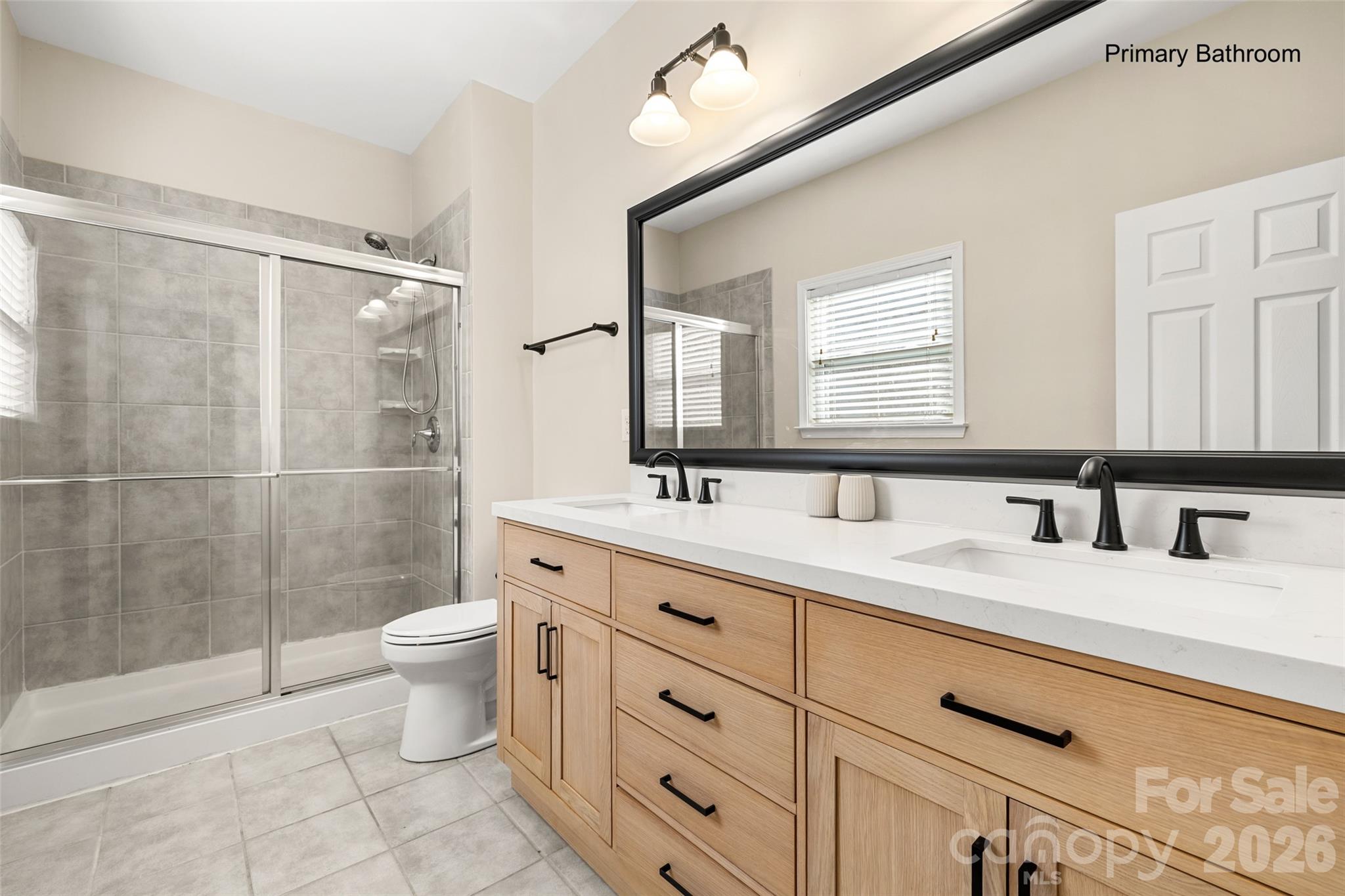 Primary bath with new, double vanity - 25578 Seagull Drive, Lancaster