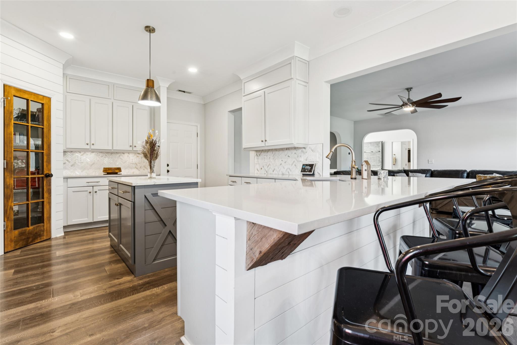 Open designer kitchen, upgraded cabinets, farmers sink. Soft touch faucet - 2014 Seefin Court, Indian Trail