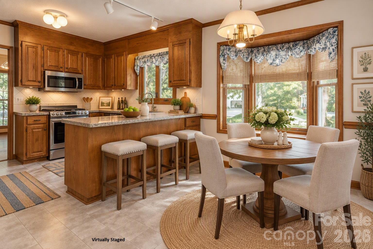 Virtually Staged Breakfast Area - 7301 Lee Rea Road, Charlotte