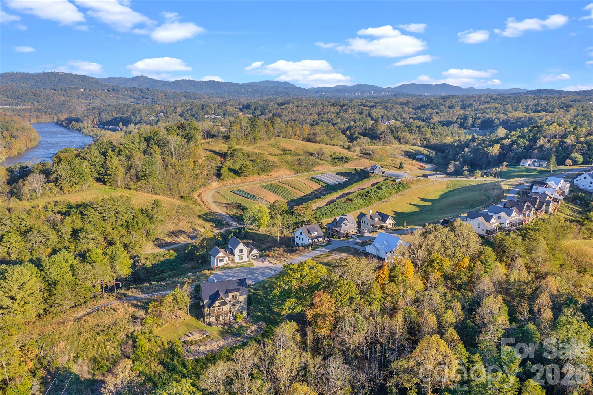 Aerial of Westridge in proximity to the French Broad River - 234 Westridge Farm Road, Asheville
