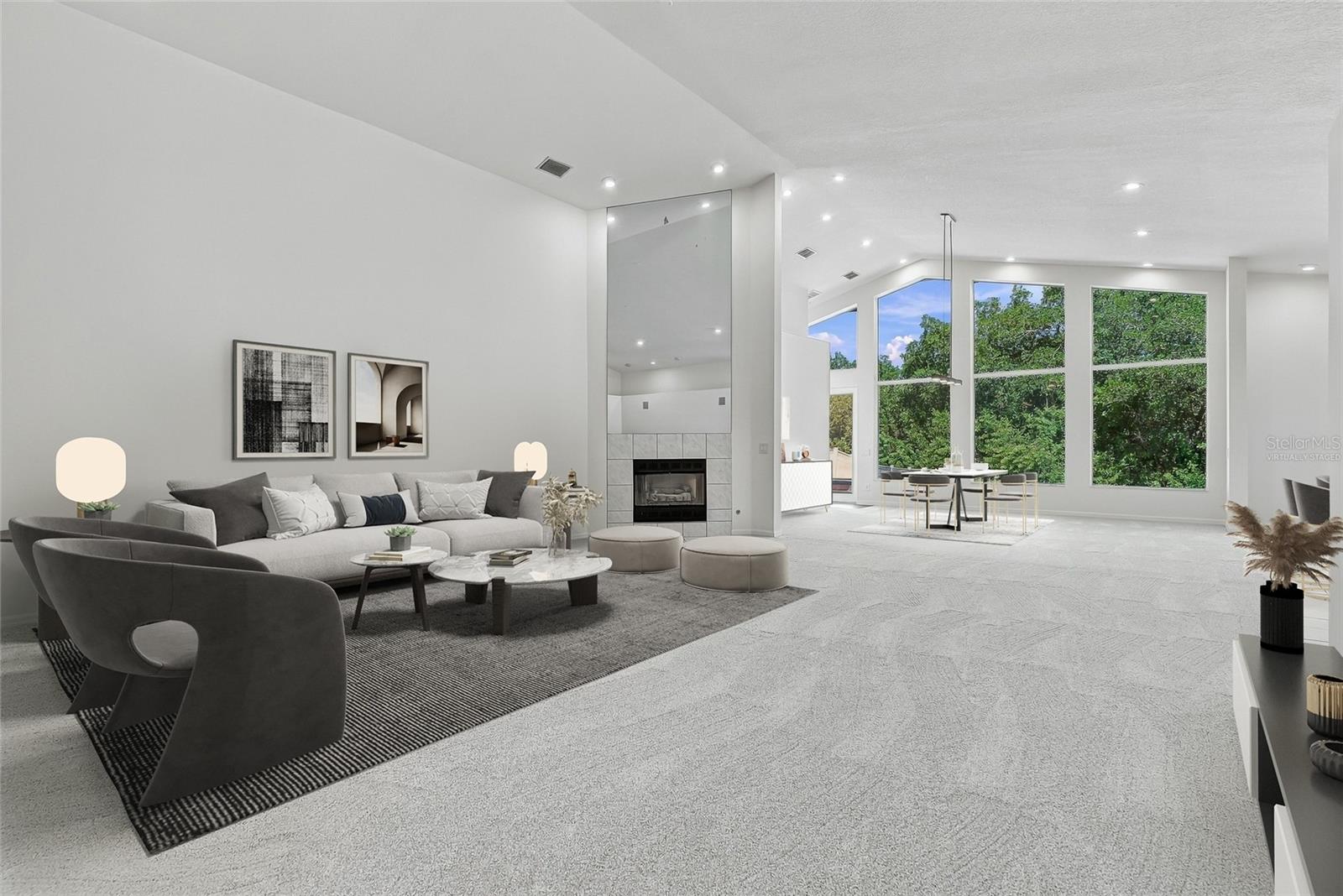 Soaring ceilings greet you from the front doors, adding an airy and grand ambiance. Virtually staged. - 1101 DARLINGTON OAK DR NE, ST PETERSBURG