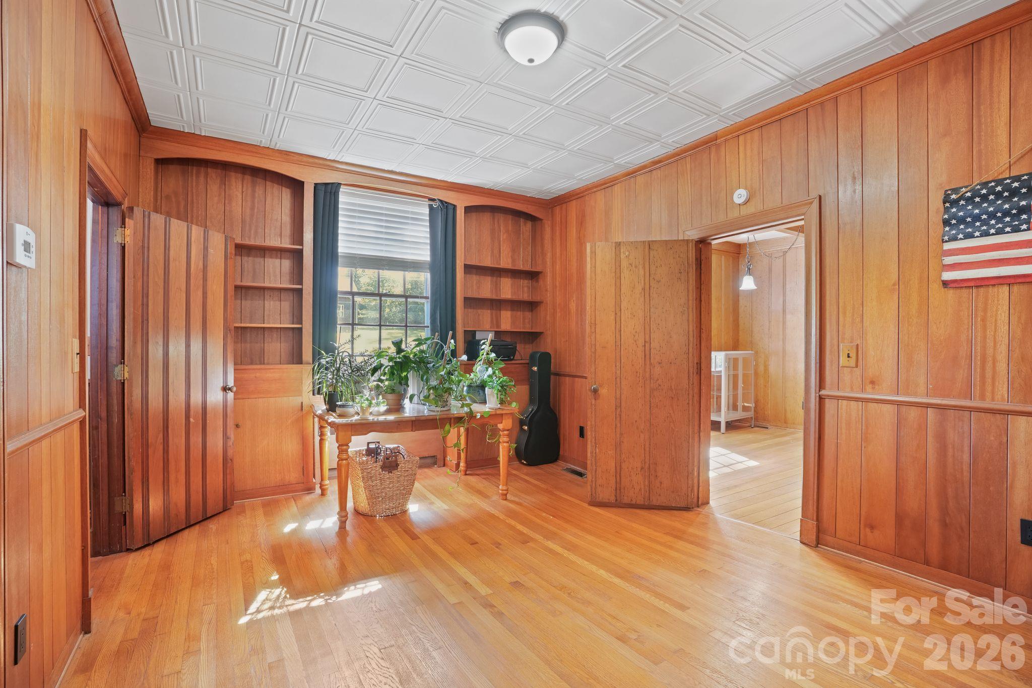 Main Bedroom/Office Space with In-Suite Full Bath and Closet, 3" Thick Wormy Chestnut Doors, Coffered Ceiling - 319 N Zion Street, Landis