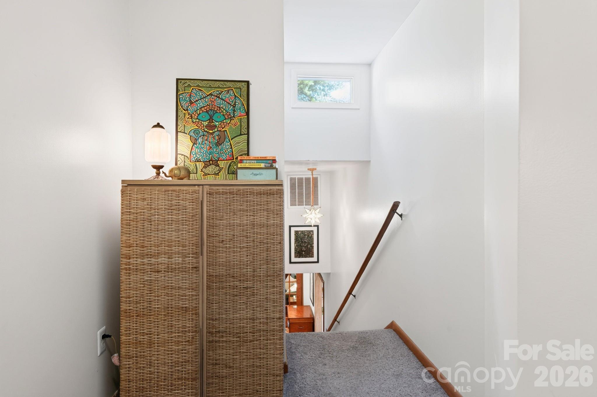 Looking From Upstairs Hallway to Stairs - 414 Old Haw Creek Road, Asheville