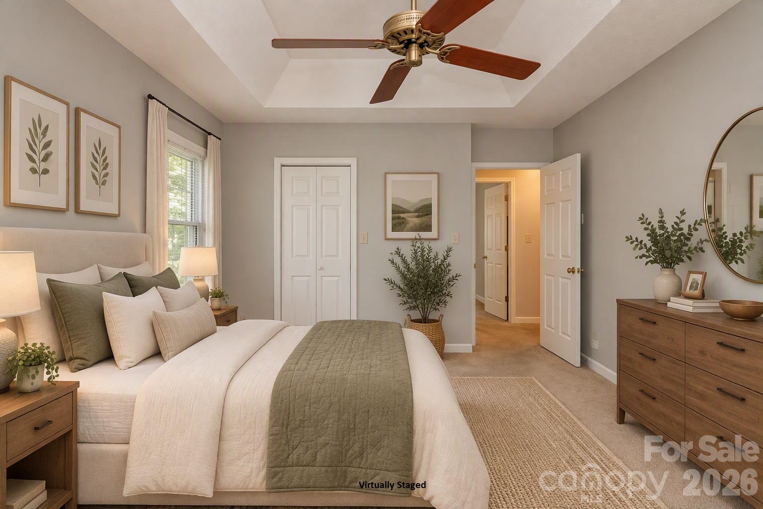 Virtually Staged Primary Bedroom - 7301 Lee Rea Road, Charlotte