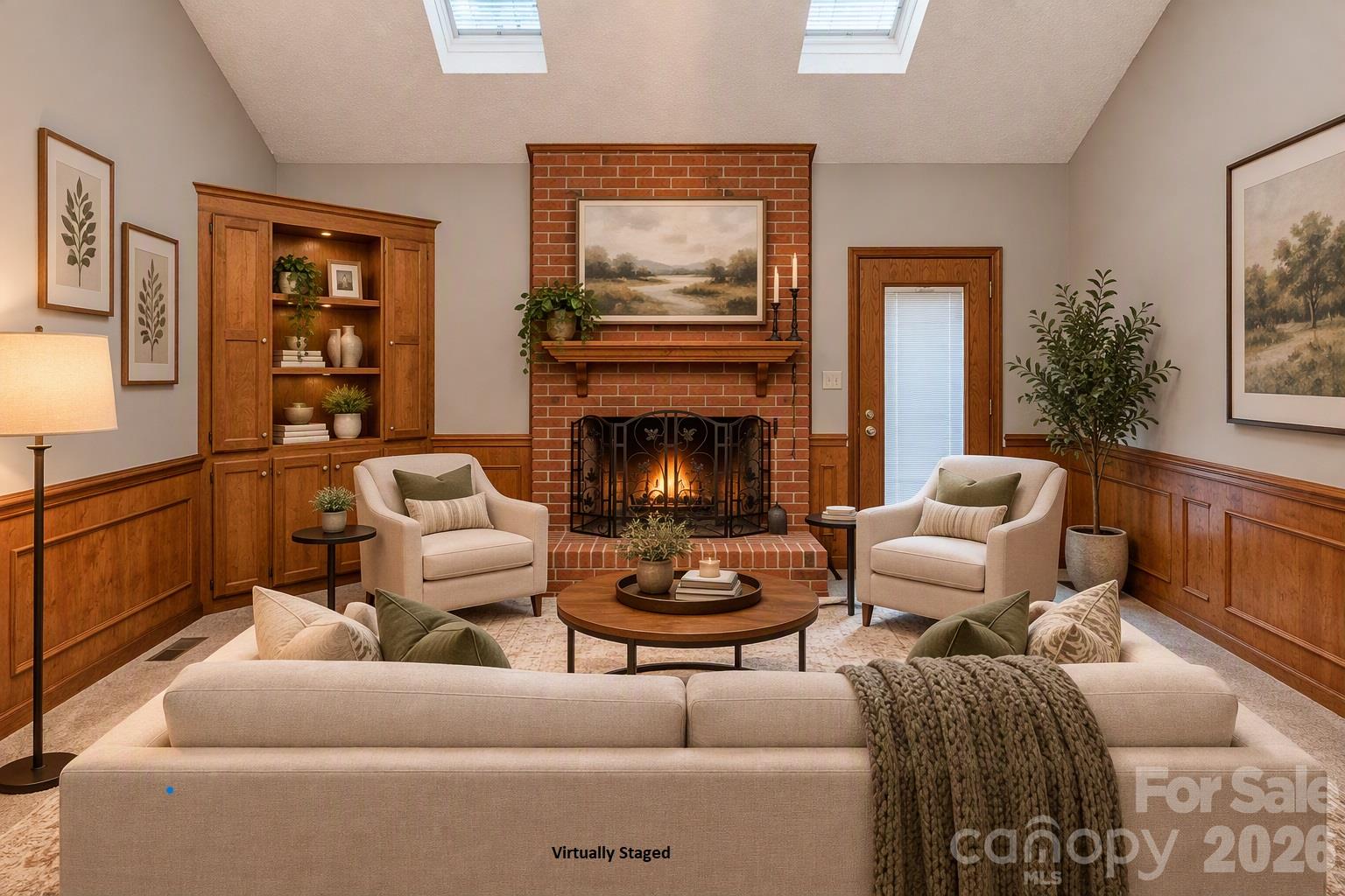 Virtually Staged Family Room - 7301 Lee Rea Road, Charlotte