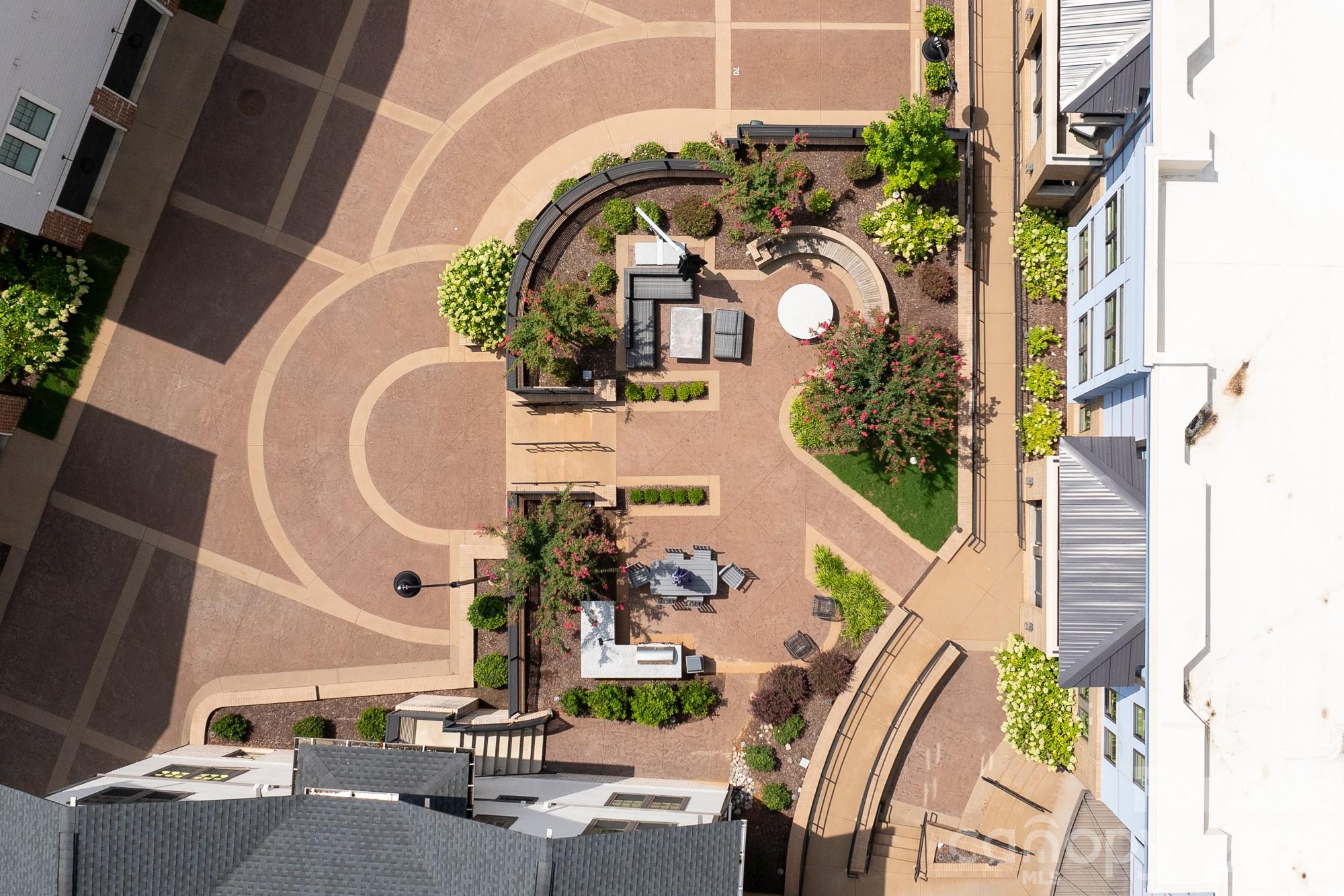 Aerial view of the courtyard and the assigned outdoor parking space. - 2401 Euclid Avenue, Charlotte