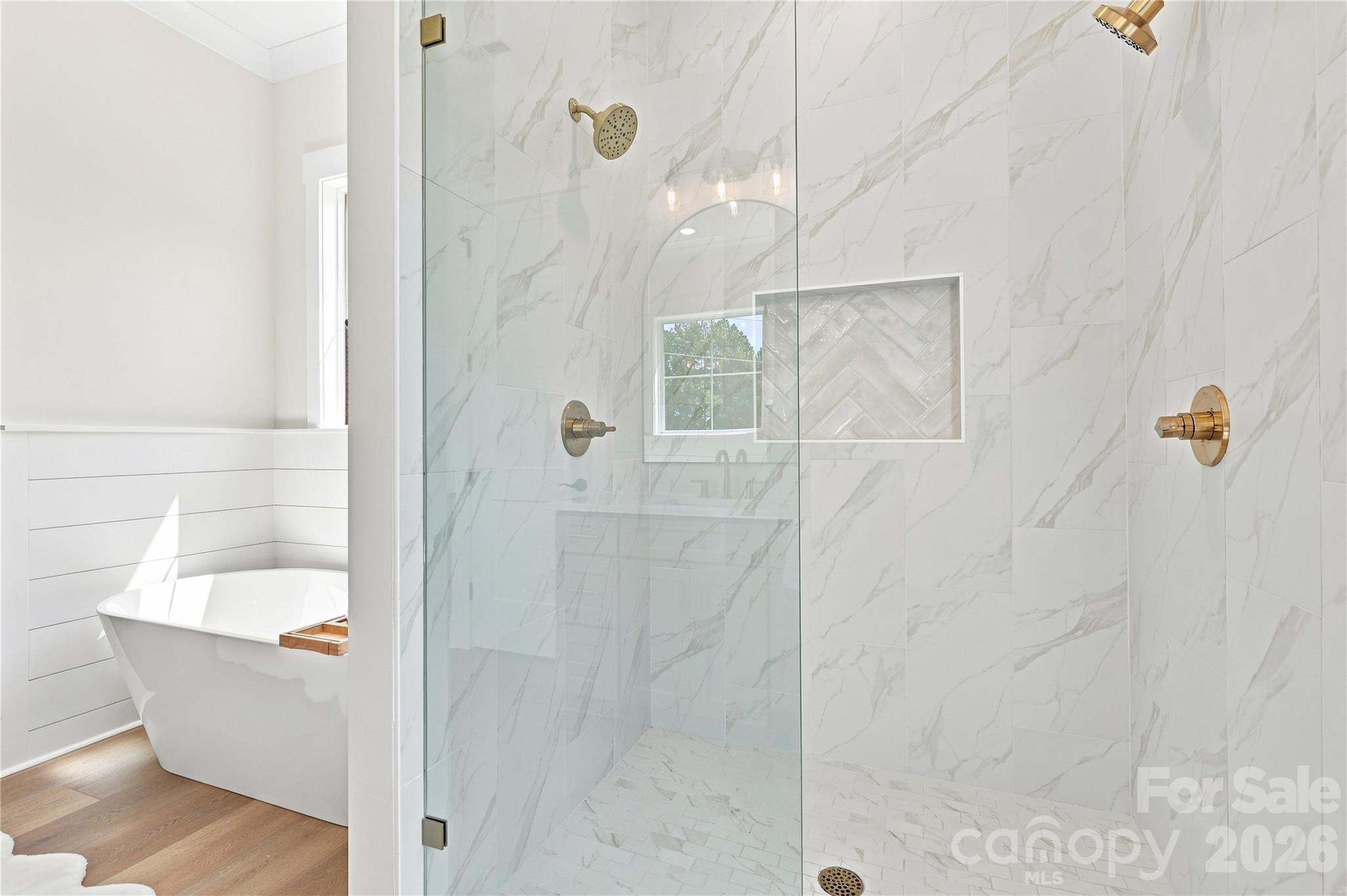 Large shower in primary showing optional dual shower heads - 509 Simpson Road, Locust