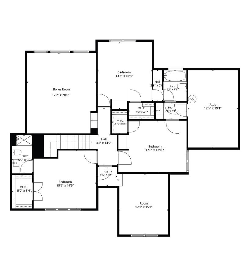 Upper level floorplan - 13908 Island Drive, Huntersville