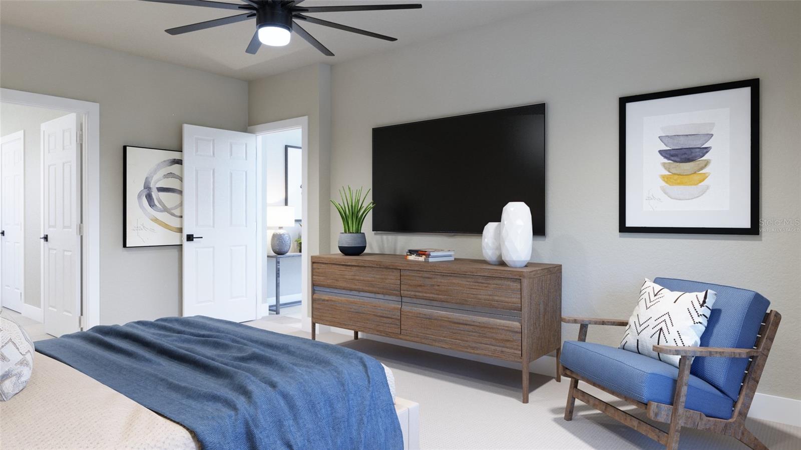 Primary Bedroom Rendering (Virtually Staged) - 1827 LINK LOOP, ST CLOUD