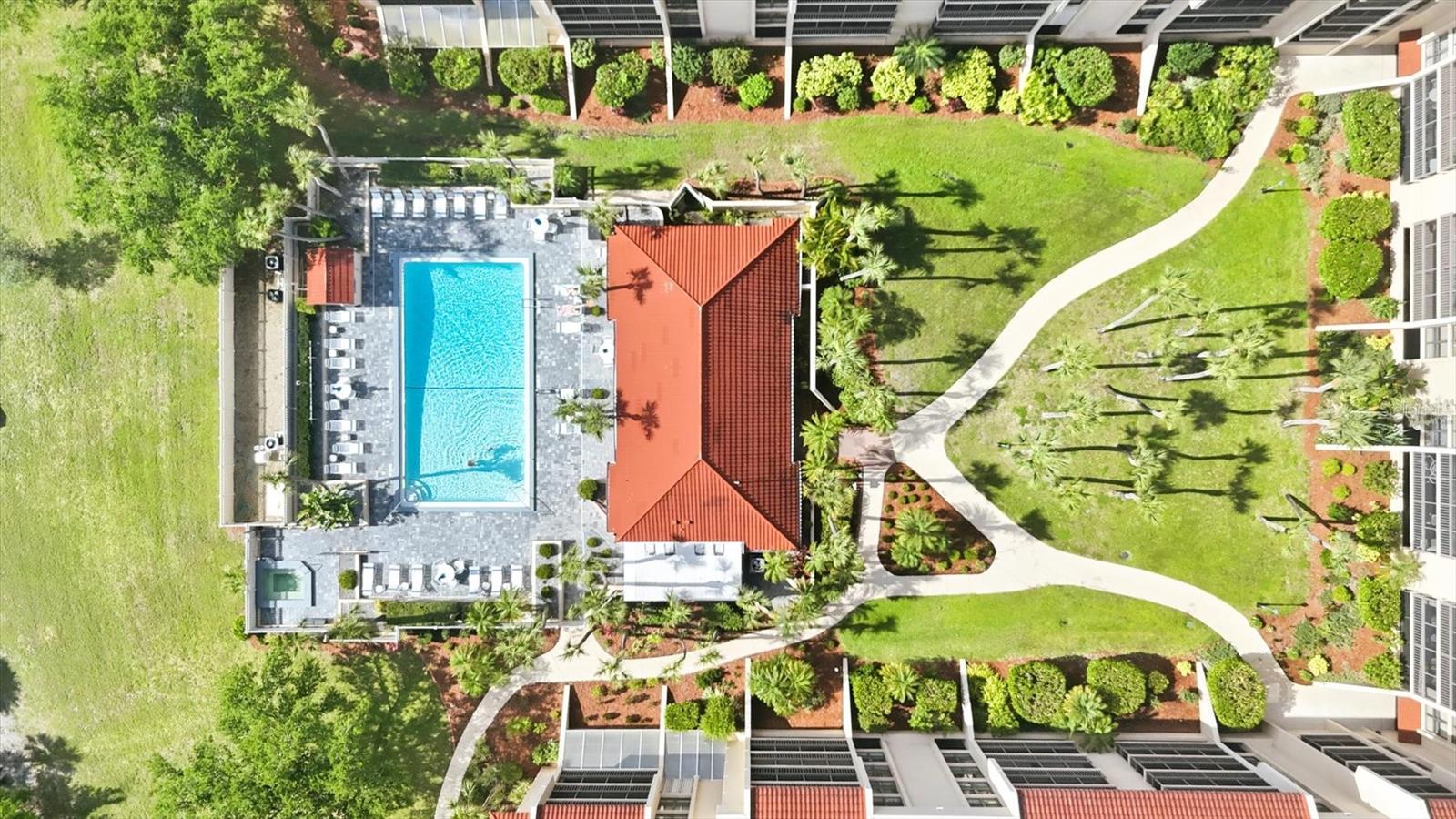 Aerial view of pool - 21405 OLEAN BLVD #434, PORT CHARLOTTE