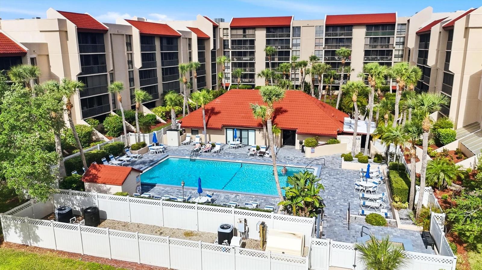 Aerial view of pool - 21405 OLEAN BLVD #434, PORT CHARLOTTE