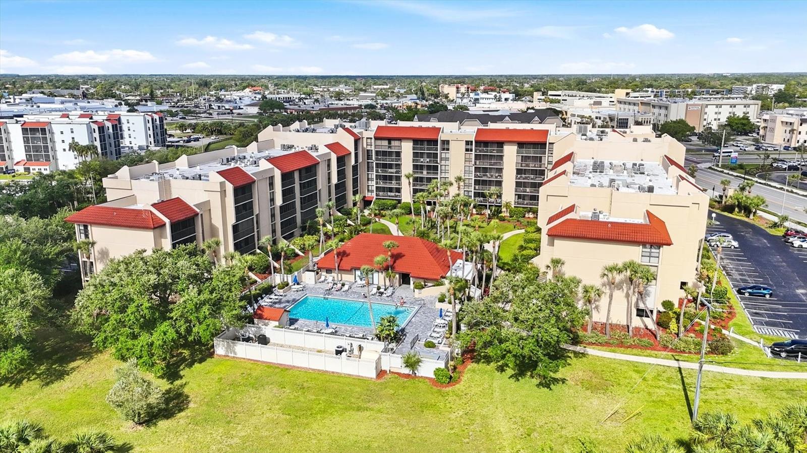 Aerial view of pool - 21405 OLEAN BLVD #434, PORT CHARLOTTE