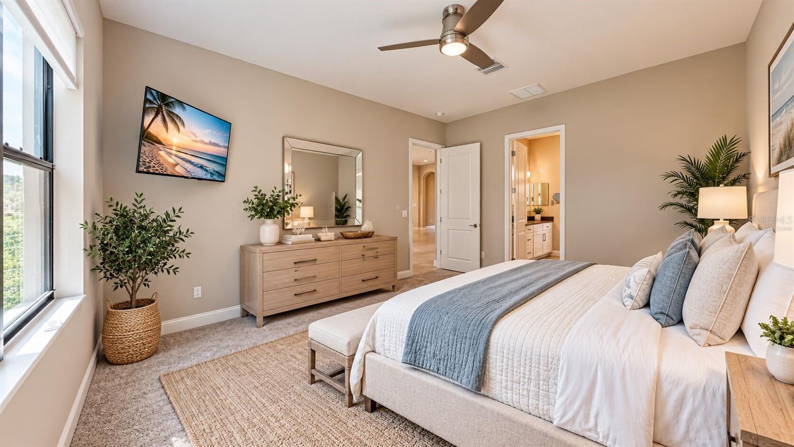 Virtually staged primary bedroom - 3911 GAVIOTA DR, RUSKIN