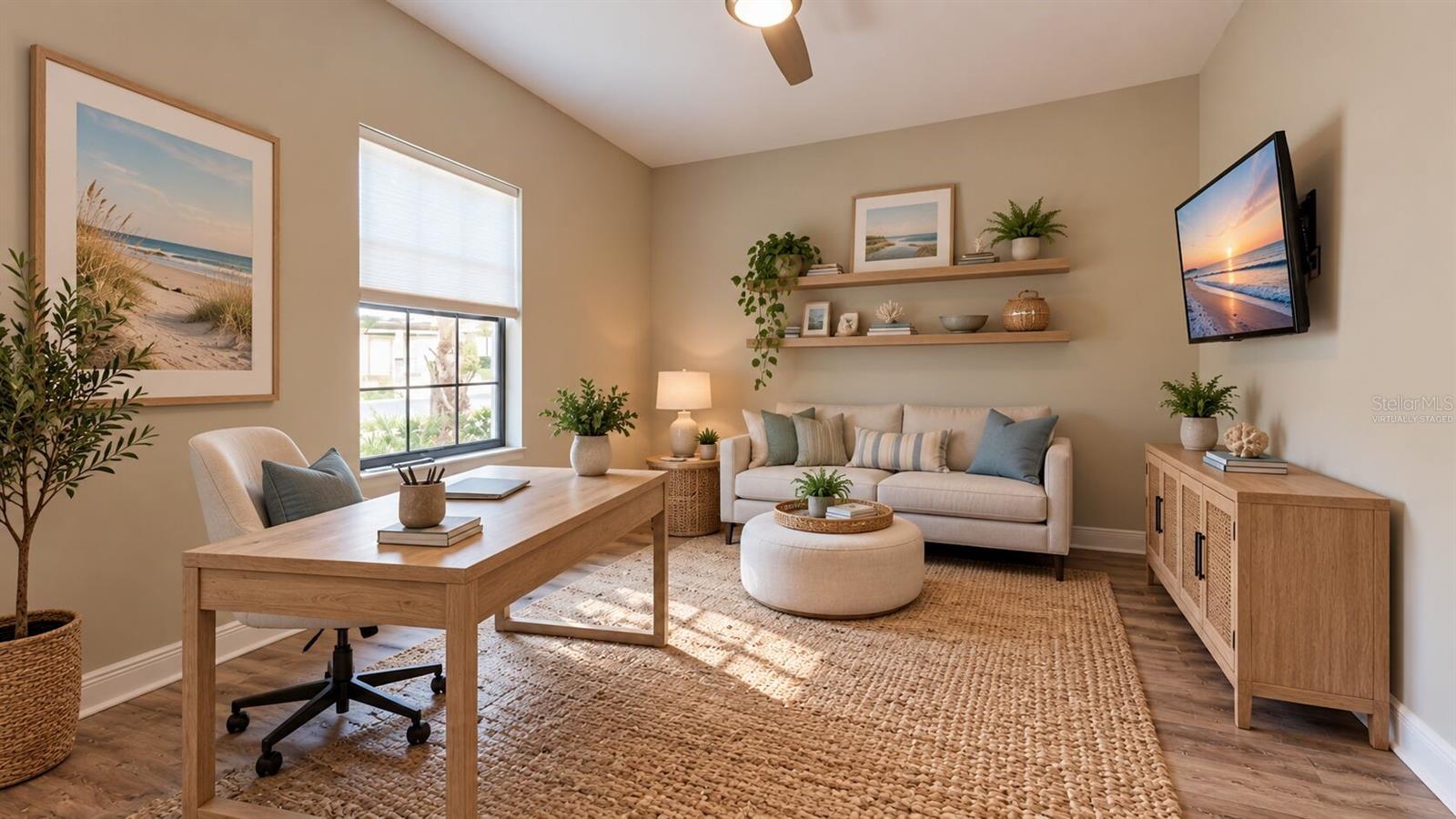 Virtually staged den - 3911 GAVIOTA DR, RUSKIN