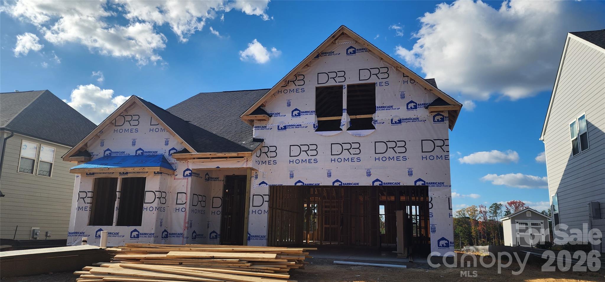 Will finish out with fiber cement siding and stone veneer - 528 Cottage Garden Lane, Belmont