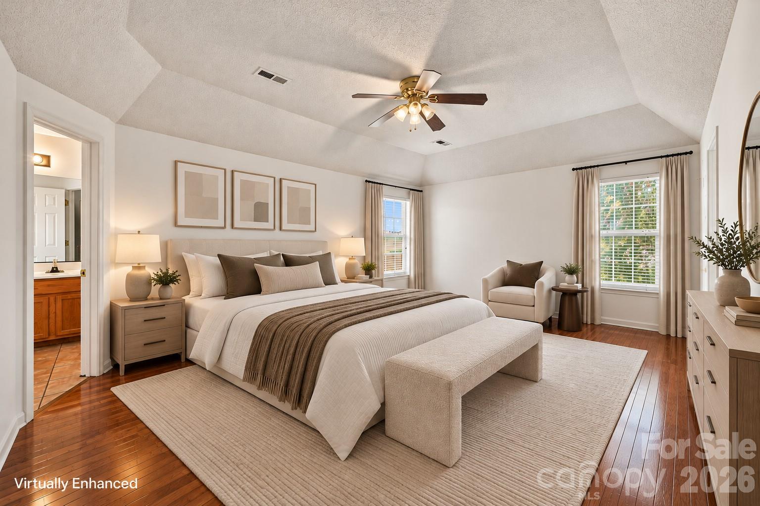 Virtually Enhanced Primary Bedroom - 9741 Bradstreet Commons Way, Charlotte