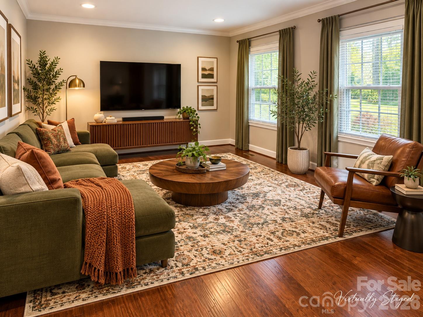Living Room Virtually Staged - 2645 Wyman Road, Winston Salem