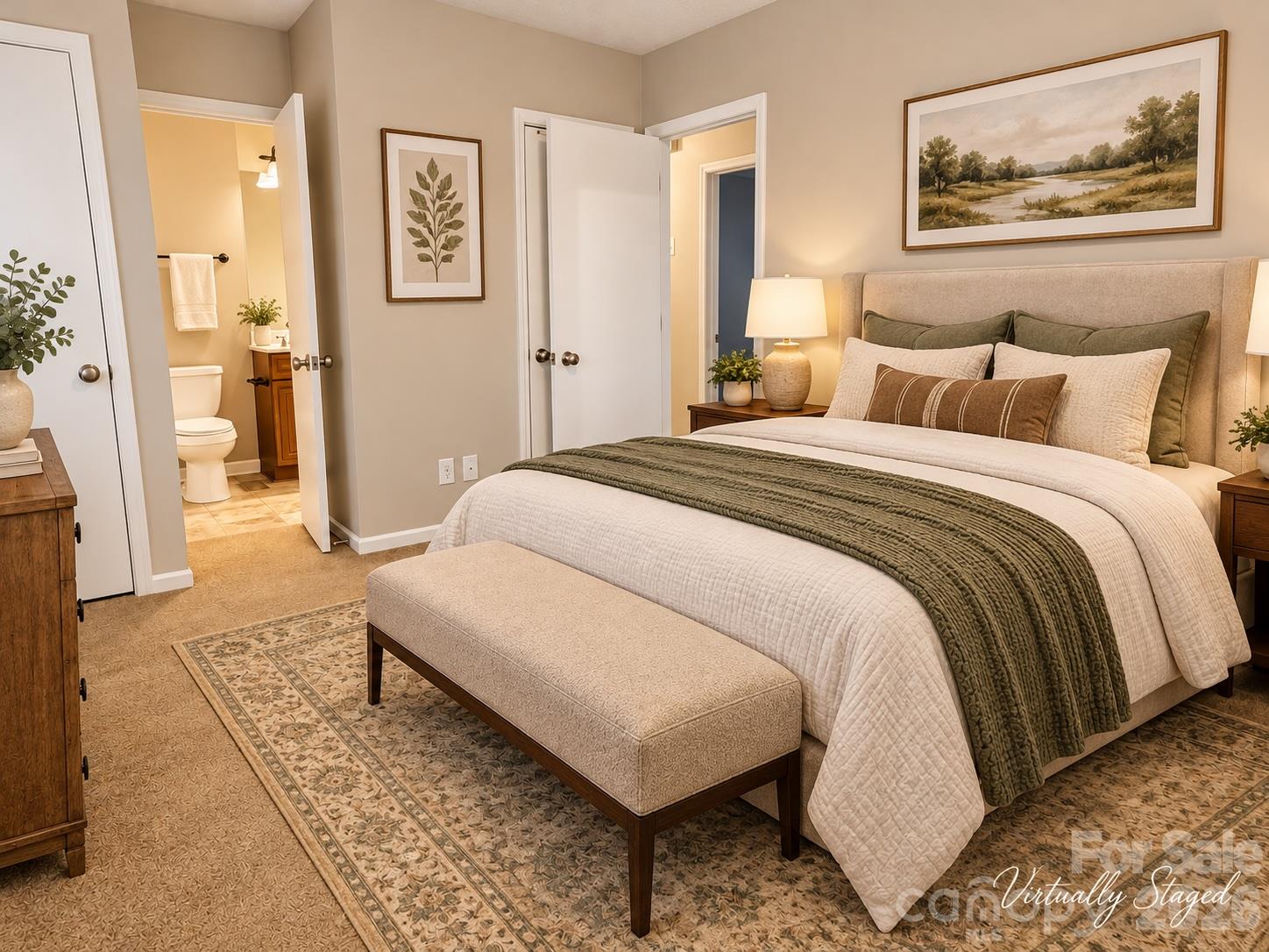 Primary Bedroom Virtually Staged - 2645 Wyman Road, Winston Salem
