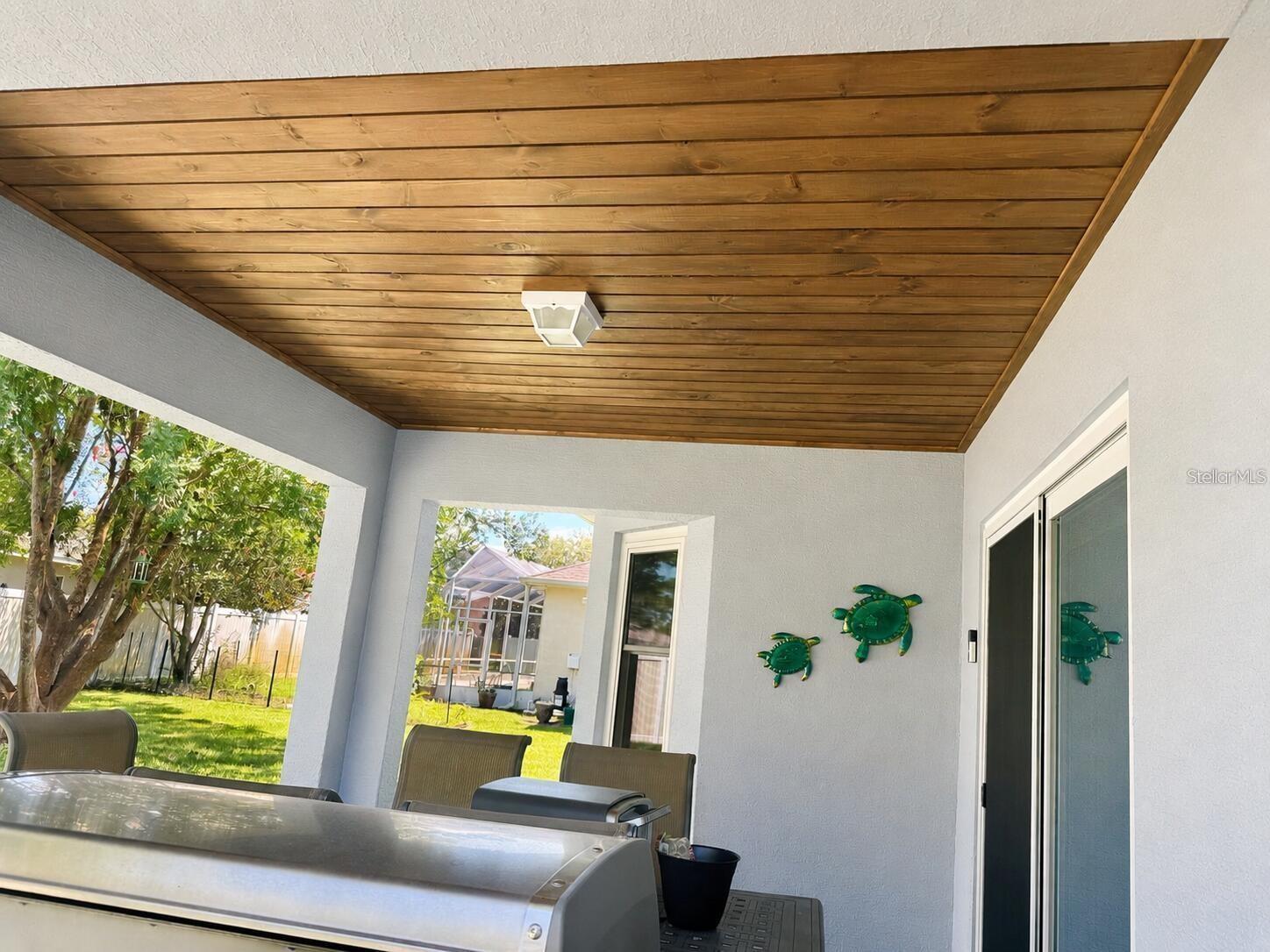 custom cedar ceiling back patio - 14 LAMOYNE LN, PALM COAST