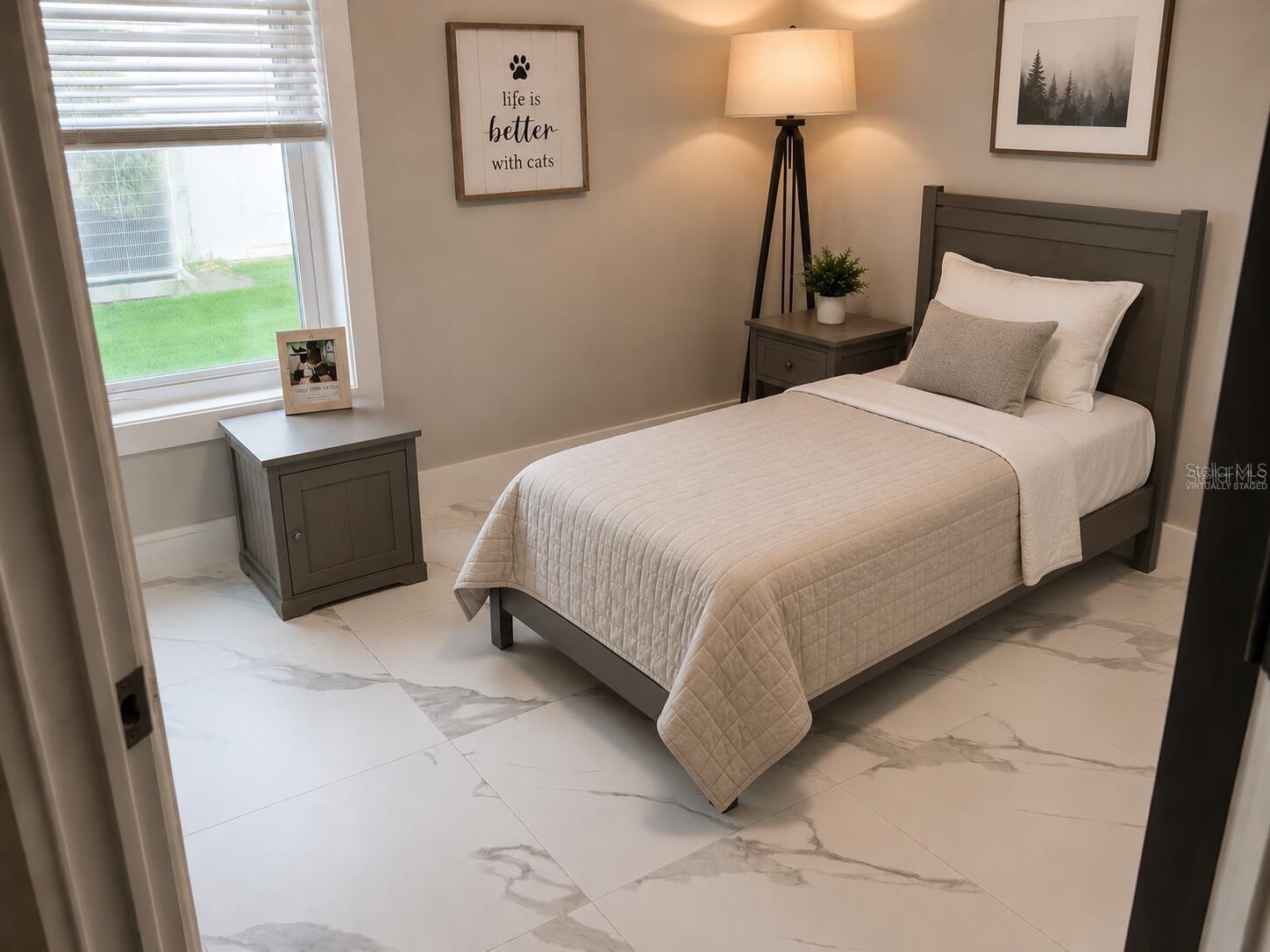 bedroom (Virtually Staged) - 14 LAMOYNE LN, PALM COAST