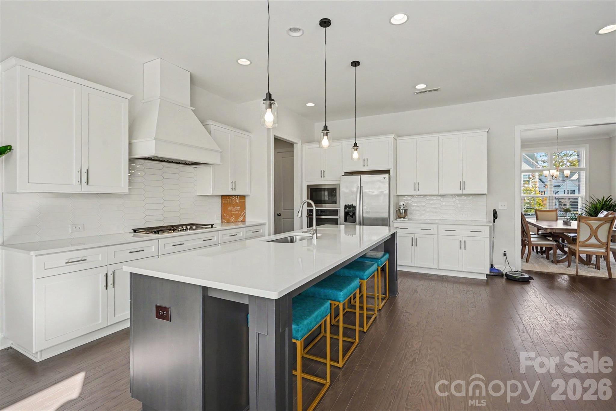 Kitchen Island with Bar Stools - 5005 Alexander Manor Drive, Charlotte