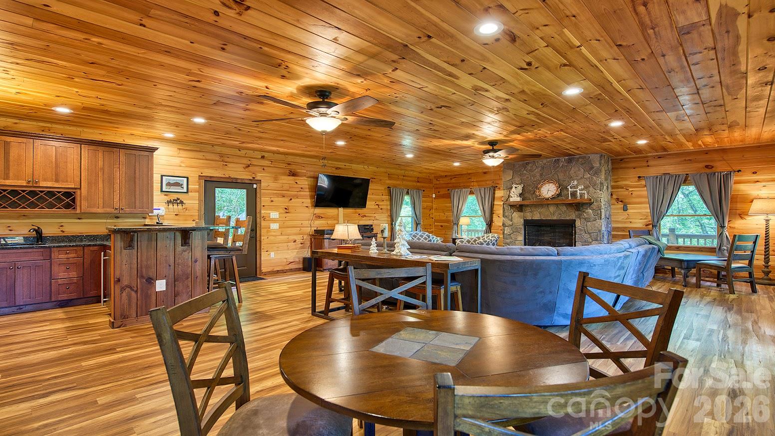 Game Table with new of Living Room and Wet Bar - 1450 Mountain Laurel Road, Whittier