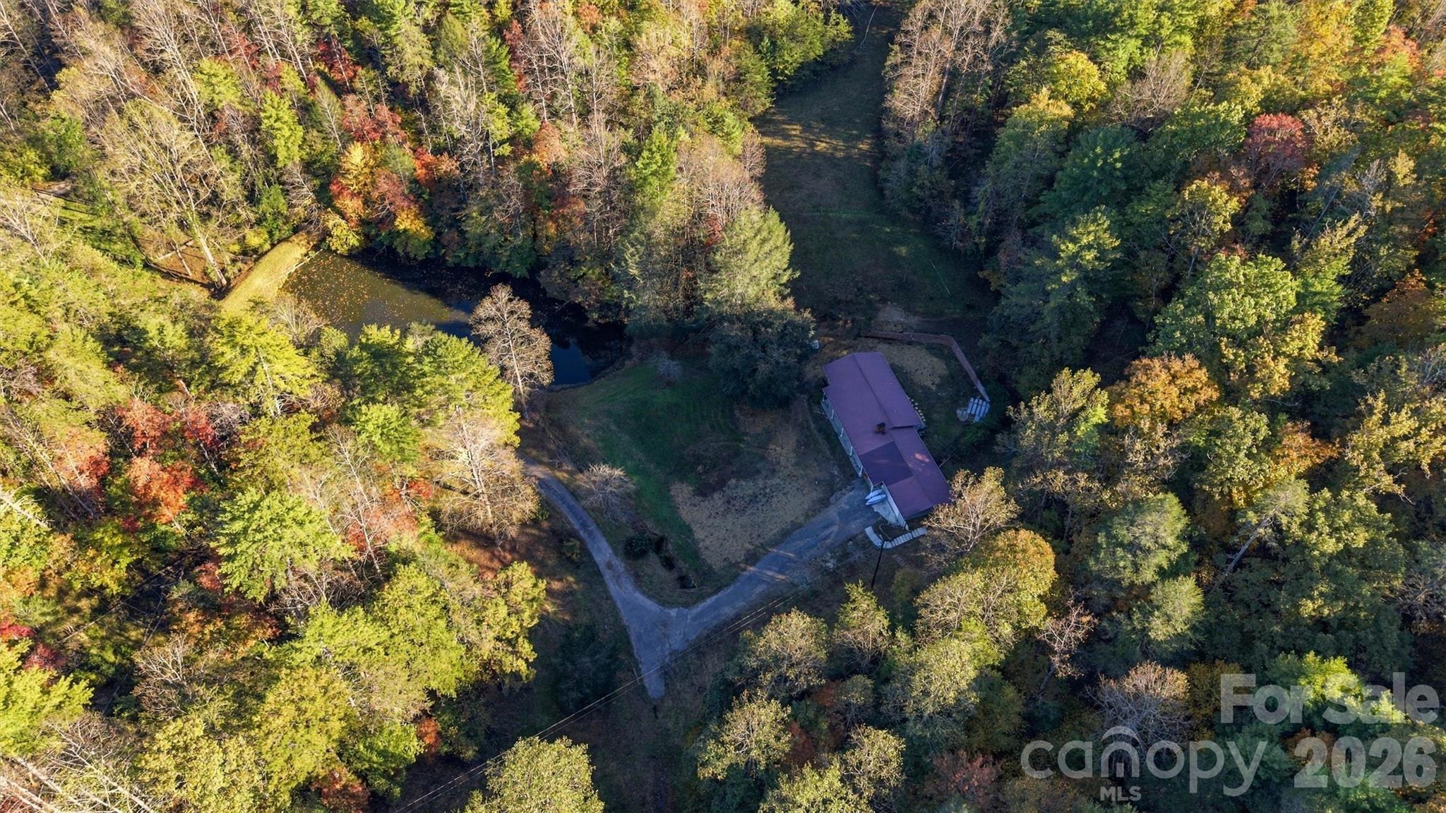 Aerial View/House & Pond - 2395 Good Times Lane, Lenoir