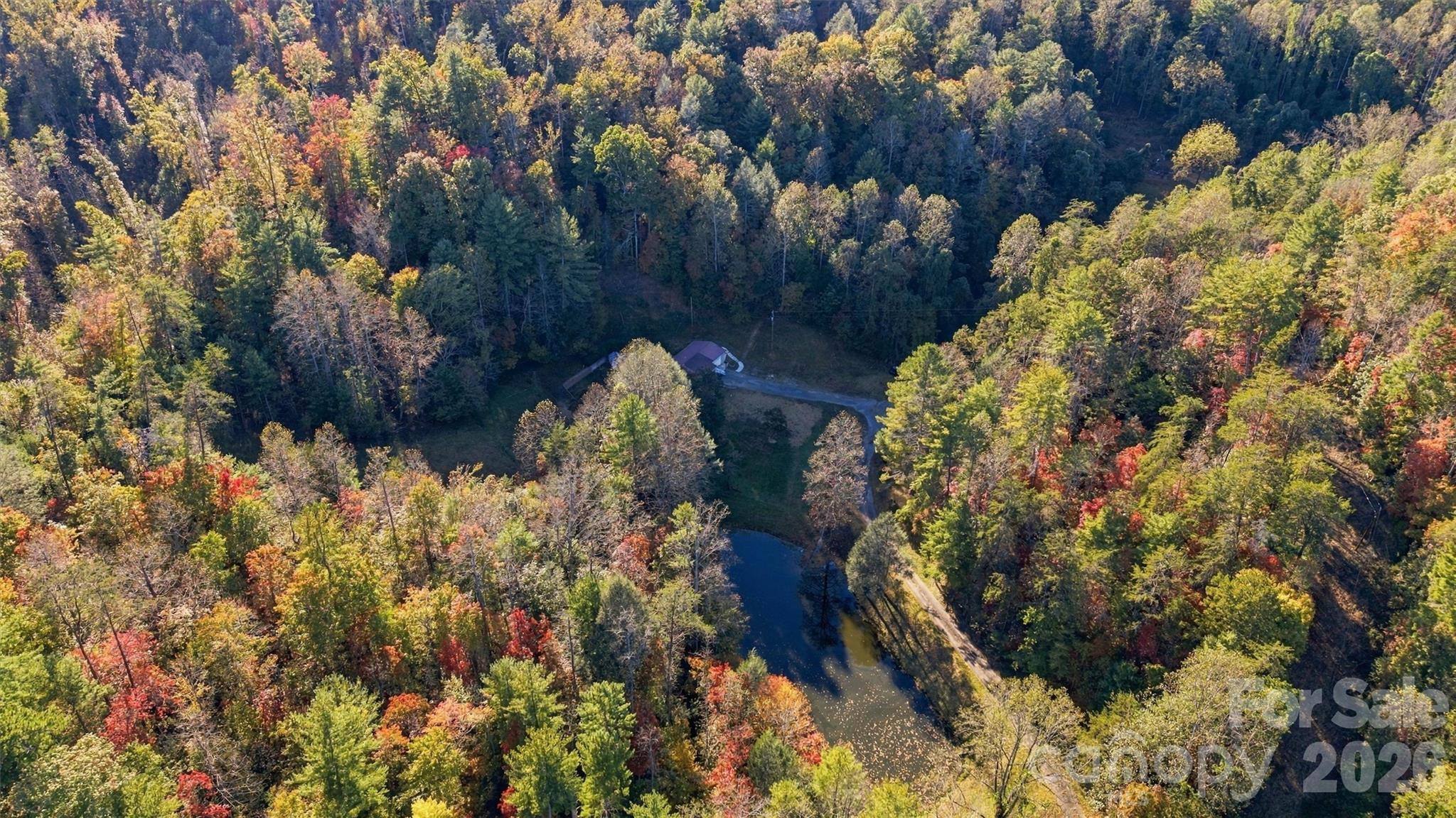 Aerial View/Pond & House - 2395 Good Times Lane, Lenoir