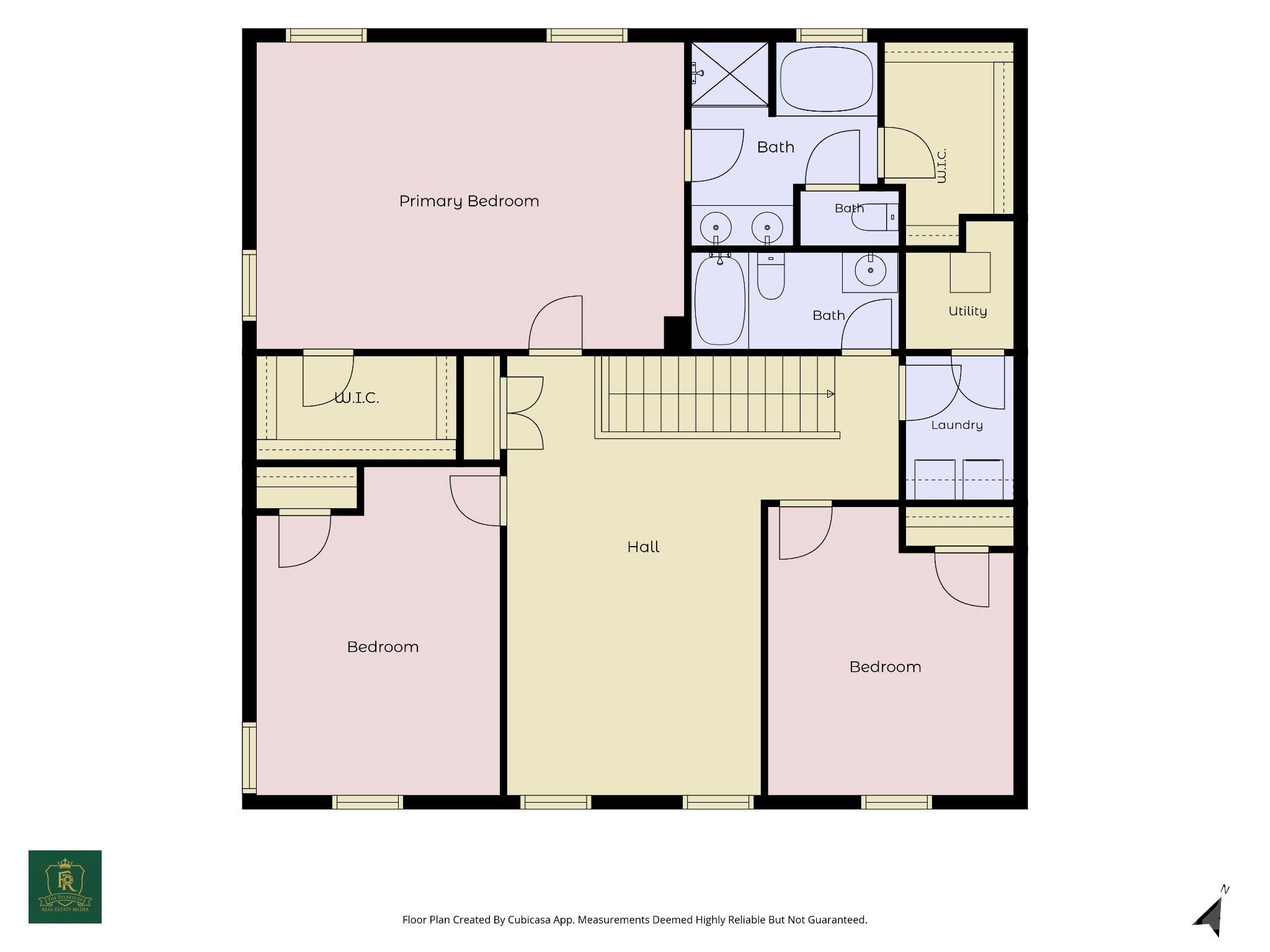Upper-level floor plan: Primary suite, two additional bedrooms, loft, secondary full bath, and laundry. Layout provided for reference. - 3341 Linetender Drive, Davidson